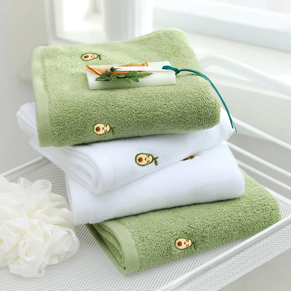 Avocado Green & White 100% Cotton Towel 4 Pieces Set