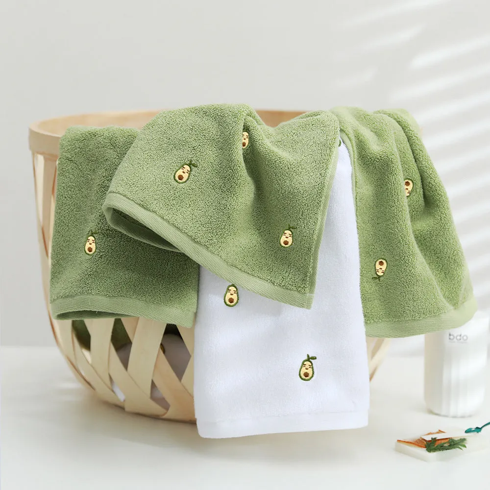 Avocado Green & White 100% Cotton Towel 4 Pieces Set