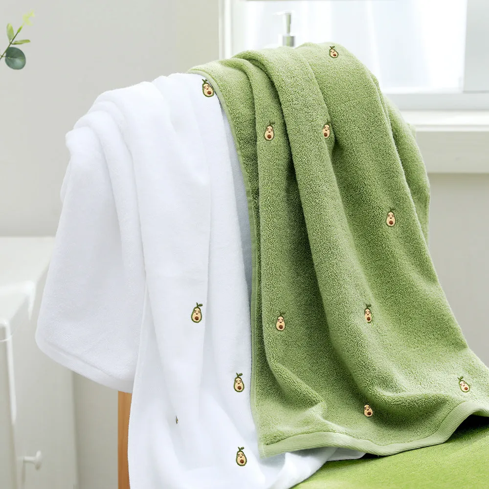 Avocado Green & White 100% Cotton Towel 4 Pieces Set