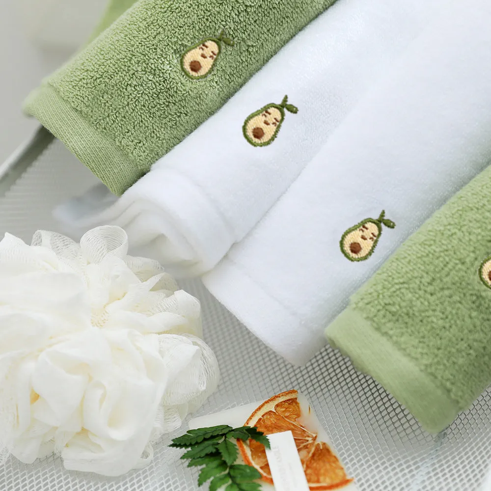 Avocado Green & White 100% Cotton Towel 4 Pieces Set