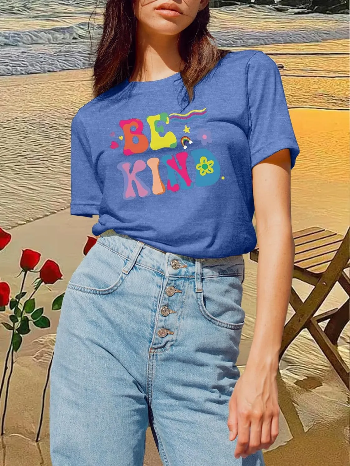 Be Kind Shirt Women Kindness Teacher Shirts Cute Graphic Tee Inspirational Blessed Short Sleeve Tops