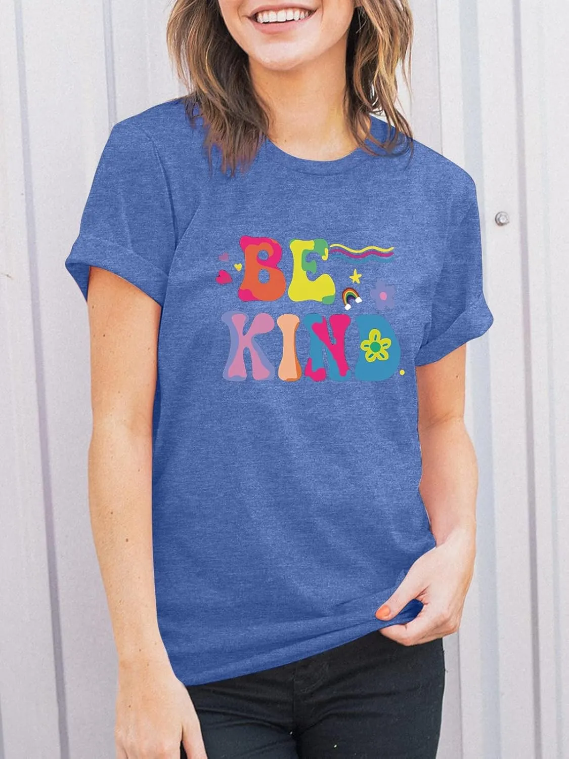 Be Kind Shirt Women Kindness Teacher Shirts Cute Graphic Tee Inspirational Blessed Short Sleeve Tops