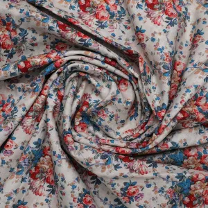 Beautiful Ditsy Flowers On Blue Digital Printed Fabric - Pure Cotton