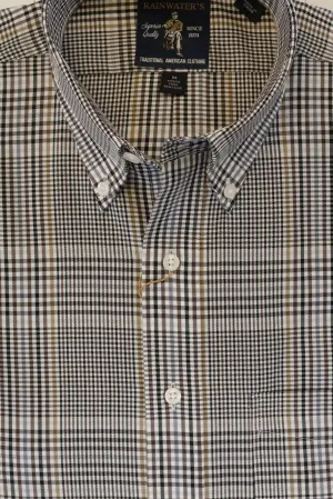 Black Brown & Camel Plaid Button Down Wrinkle Free Sport Shirt