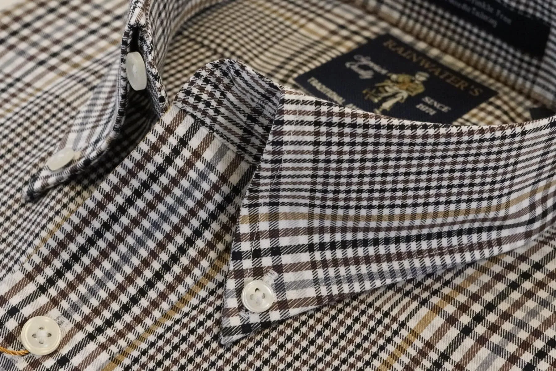 Black Brown & Camel Plaid Button Down Wrinkle Free Sport Shirt