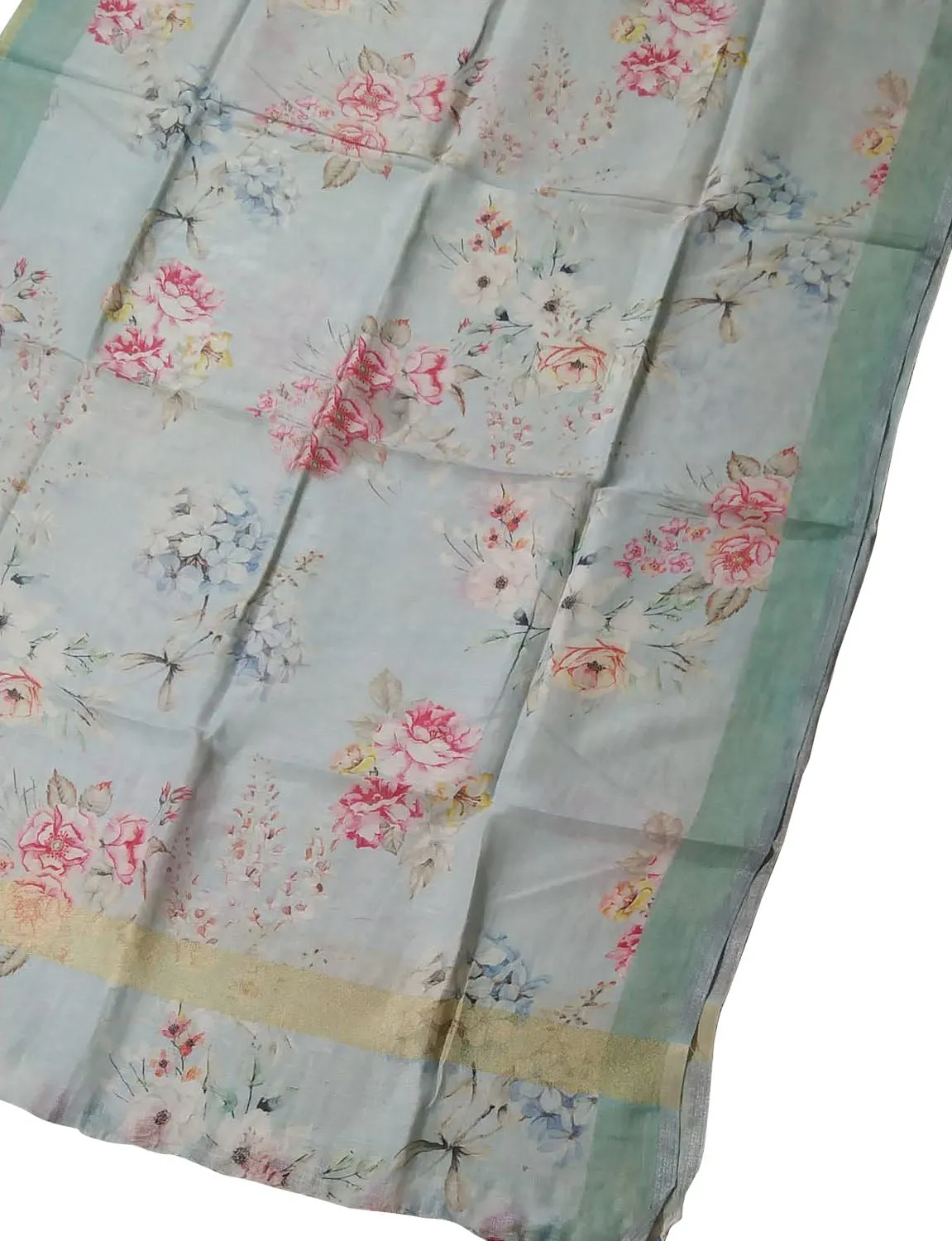 Blue Linen Digital Printed Dupatta - Elegant and Stylish