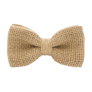 Burlap Rustic Beige Bow Tie