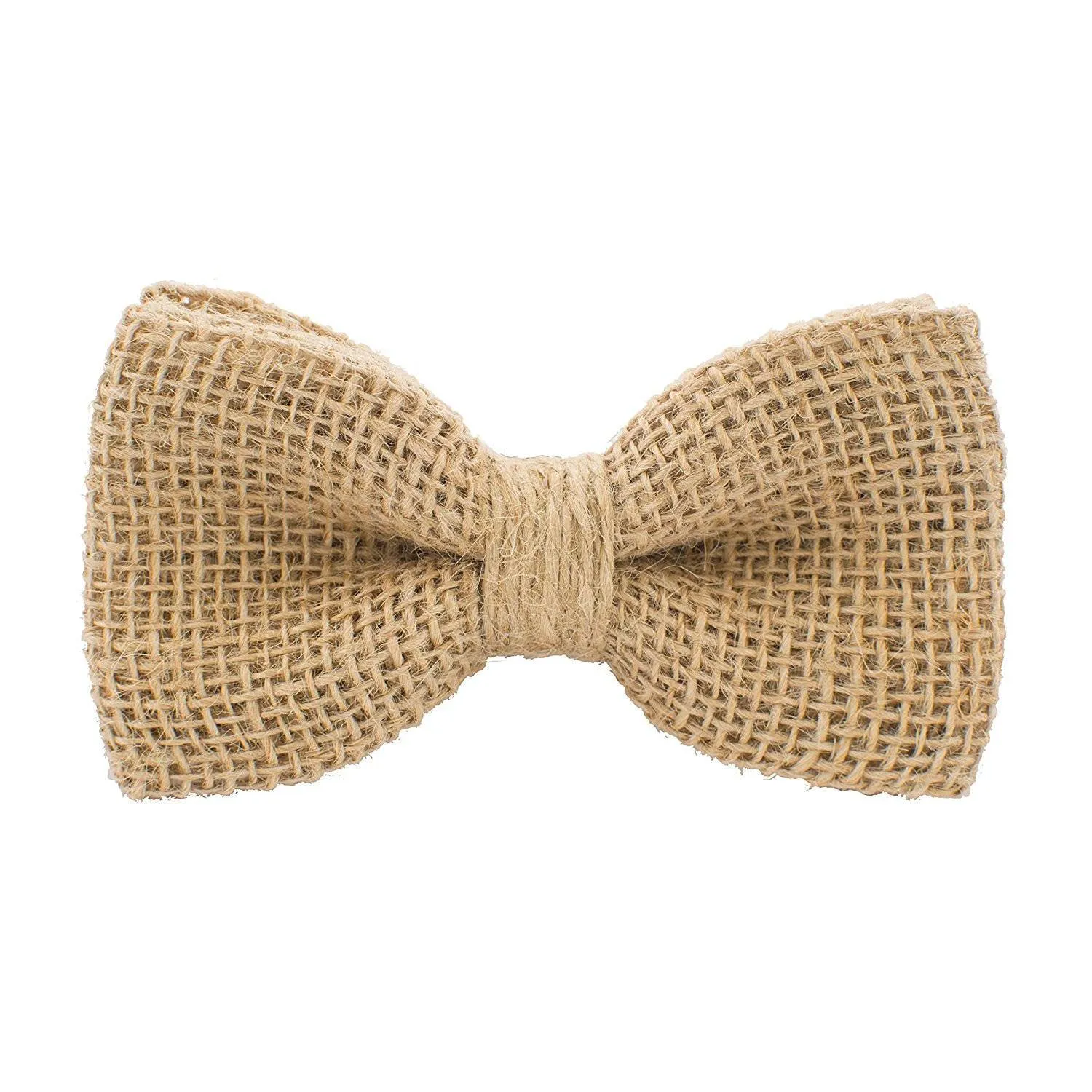 Burlap Rustic Beige Bow Tie