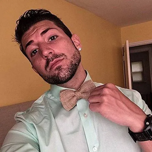 Burlap Rustic Beige Bow Tie