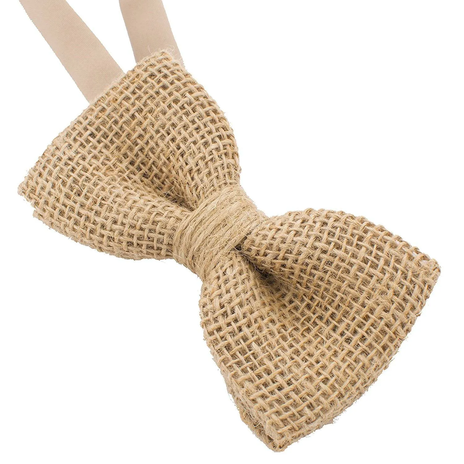 Burlap Rustic Beige Bow Tie