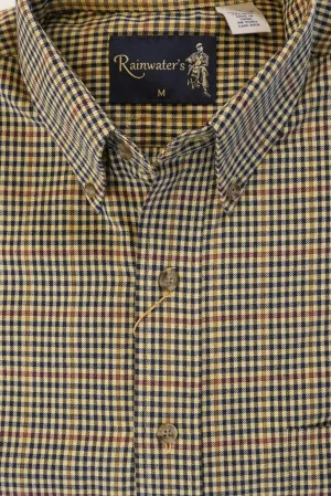 Camel and Navy Check Plaid Button Down in Cotton & Wool by Rainwater's