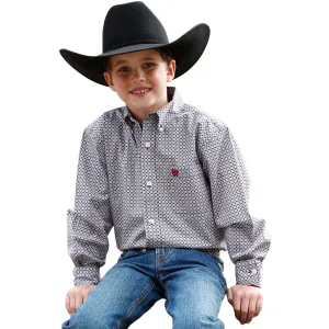 Cinch Boy's Geo Plaid Grey Shirt