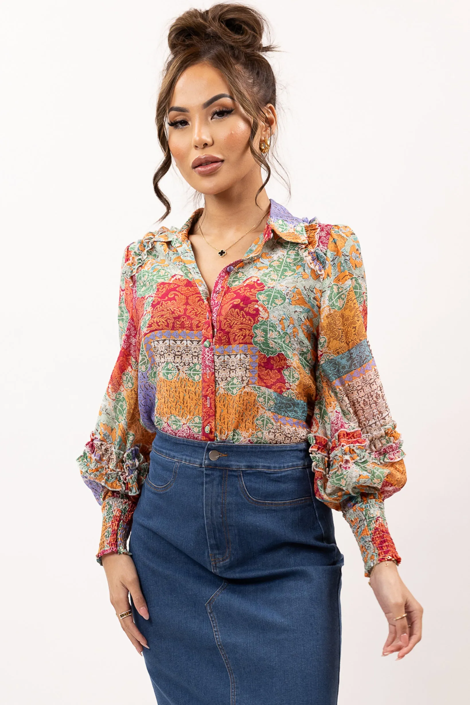 Colour Block Detailed Shirt