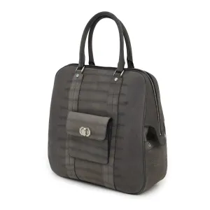 Croco Texture Leather Tote Handbag Grey Large