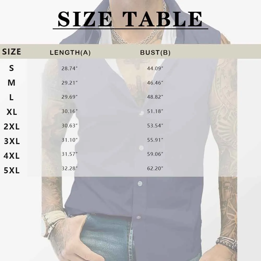 Custom Face American Flag Style Mens Sleeveless Button Down Shirts Summer Beach Basic Hawaiian Shirts Clothing