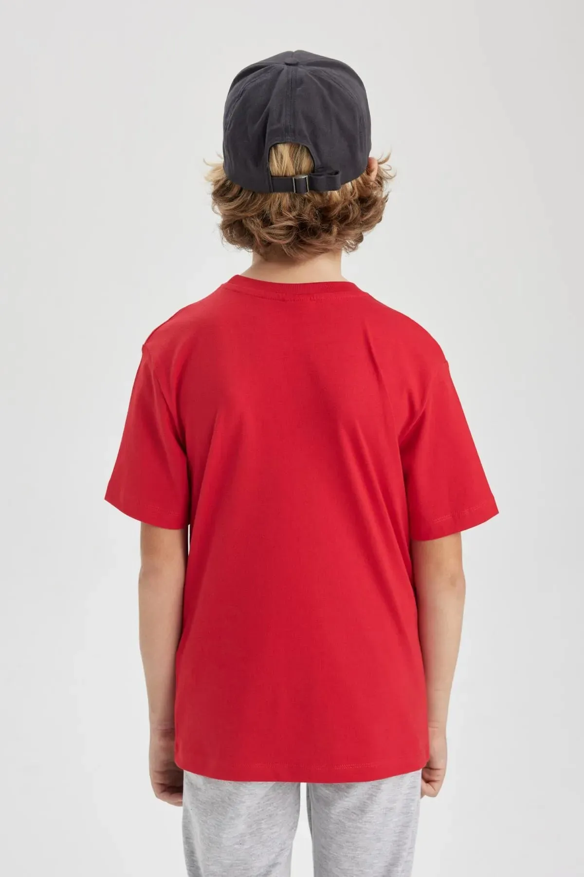Defacto Boy's Red Crew Neck Short Sleeve T-Shirt
