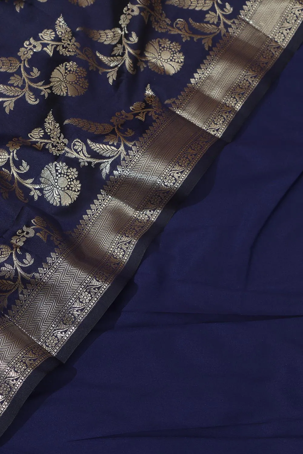 Elegant and Stylish Blue Plain Silk Suit With Blue Banarasi Silk Dupatta