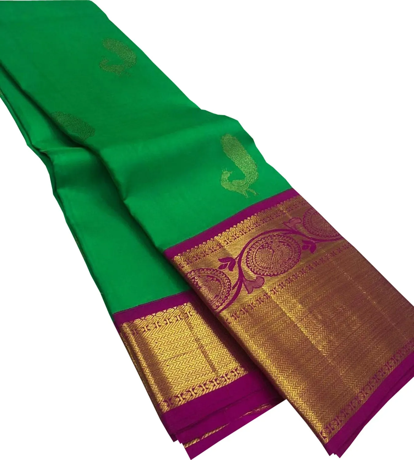 Elegant Green Kanjeevaram Silk Saree: Timeless Exquisiteness
