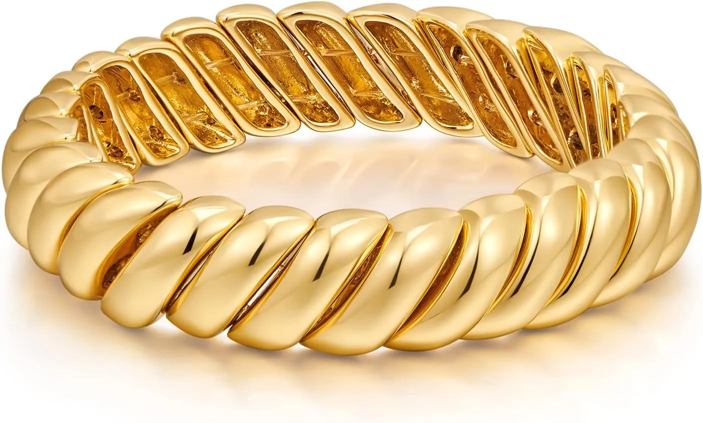 FAMARINE Gold Silver Chunky Bangle Bracelet for Women Men