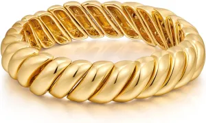 FAMARINE Gold Silver Chunky Bangle Bracelet for Women Men