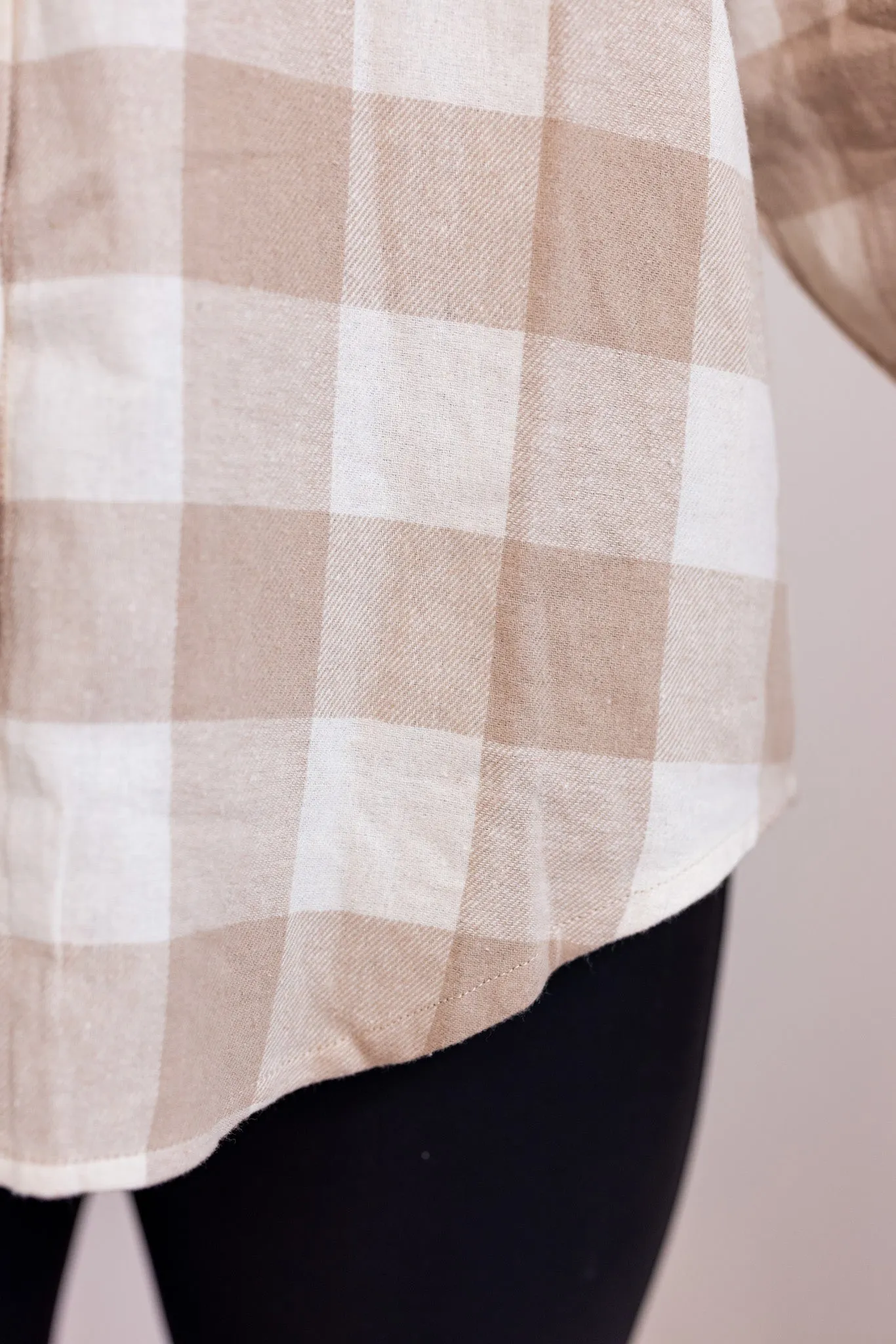 Flannel Perfection Taupe Plaid Top