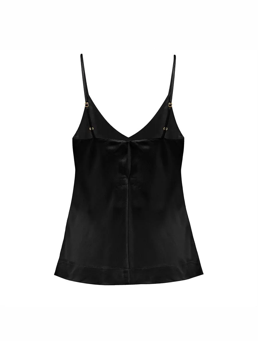 Fleur Du Jour Black Silk Camisole