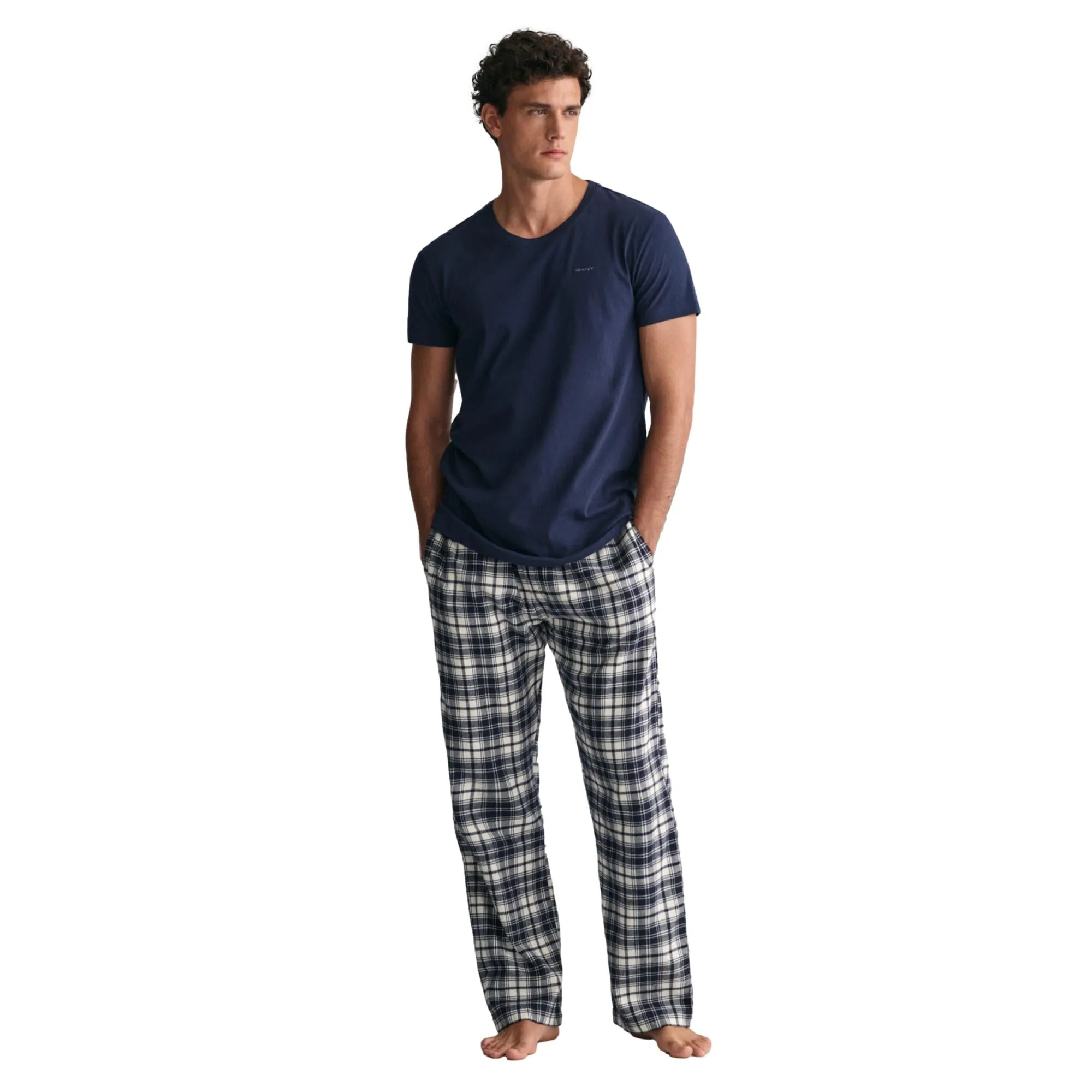 GANT Crew Neck T-Shirt 2 Pack - Navy/White