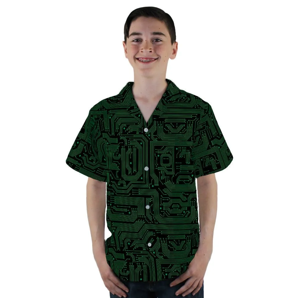 Green Computer Circuits Youth Hawaiian Shirt