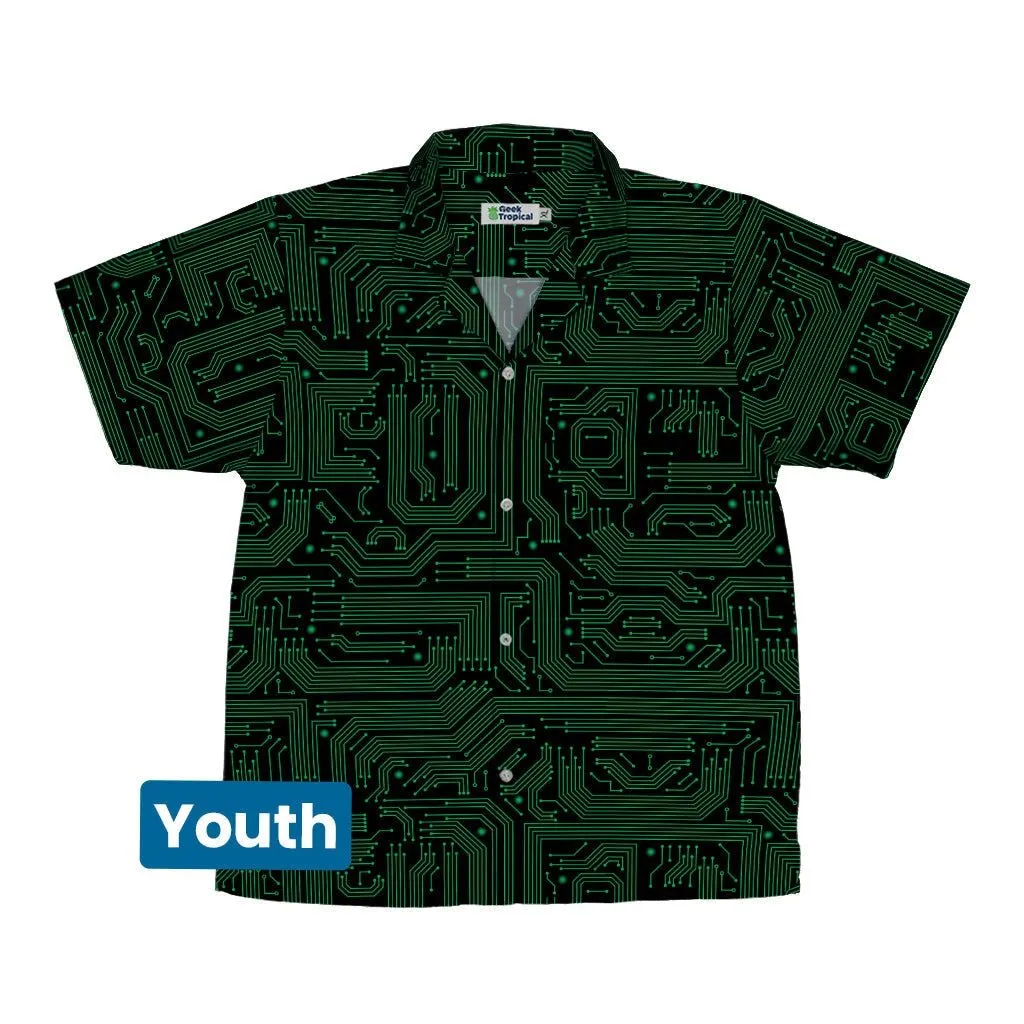 Green Computer Circuits Youth Hawaiian Shirt