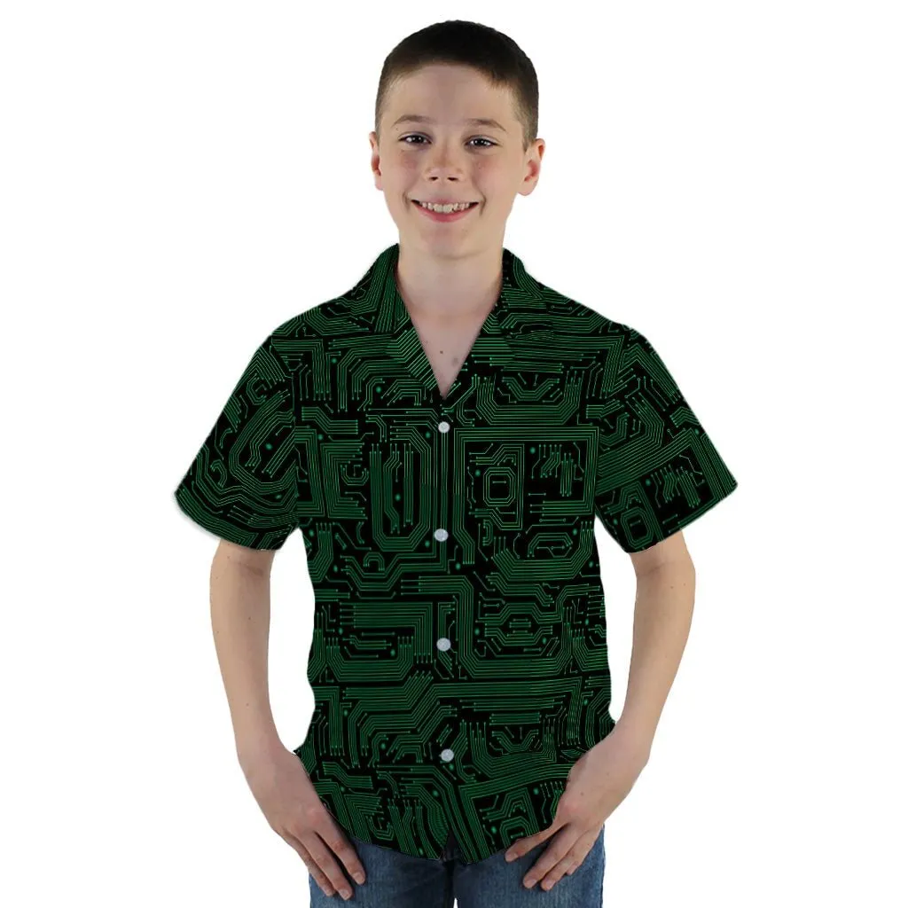 Green Computer Circuits Youth Hawaiian Shirt