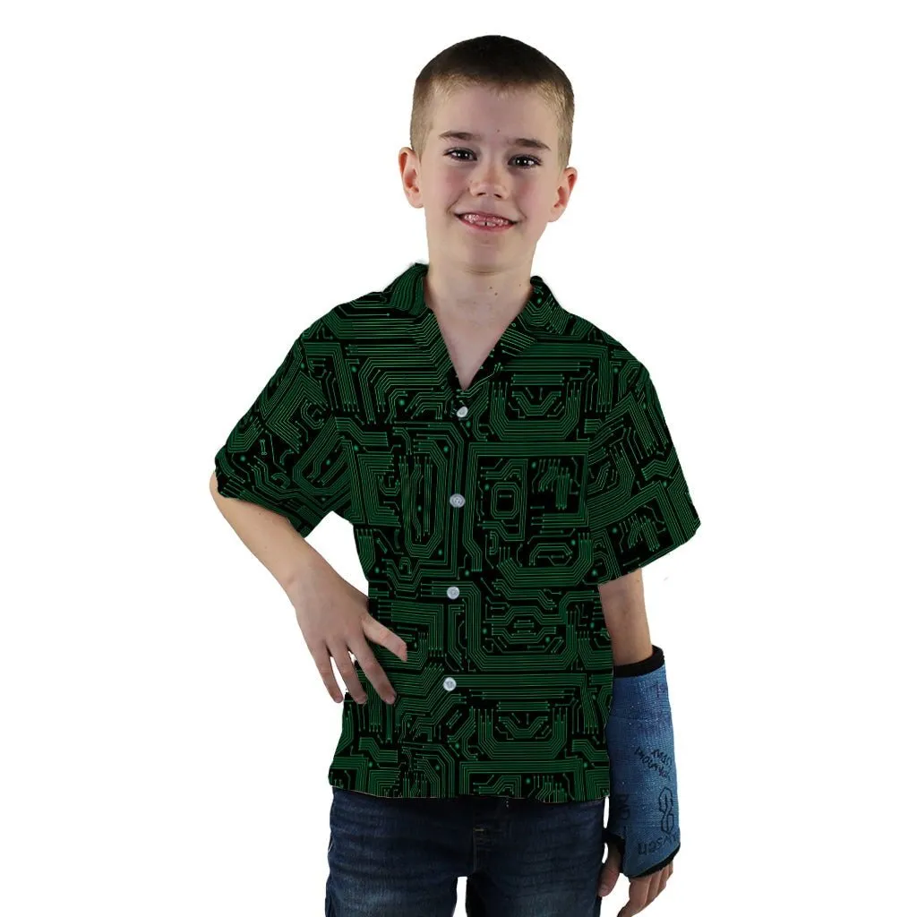 Green Computer Circuits Youth Hawaiian Shirt