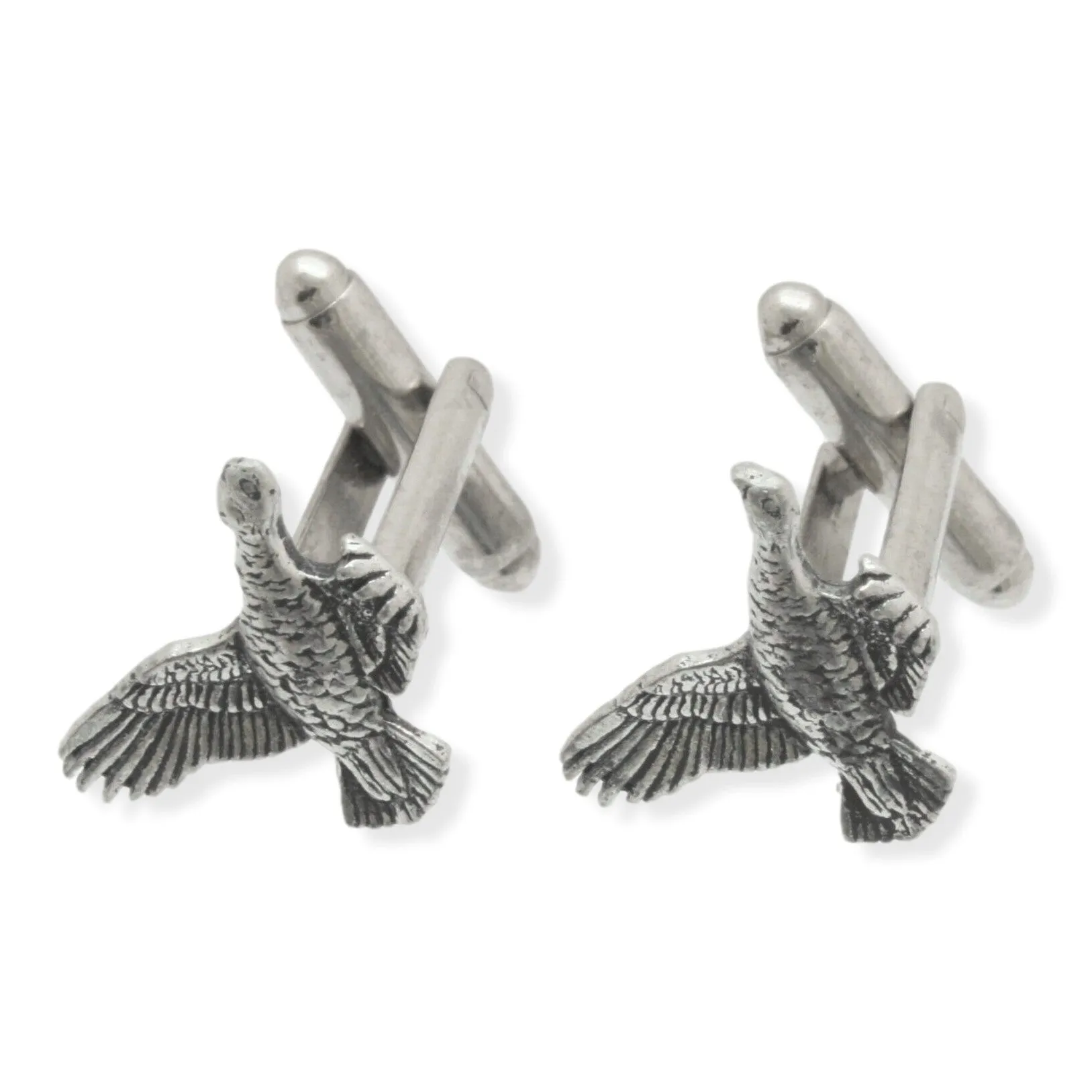 Grouse Bird Pair of Pewter Cufflinks