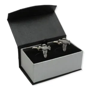 Grouse Bird Pair of Pewter Cufflinks