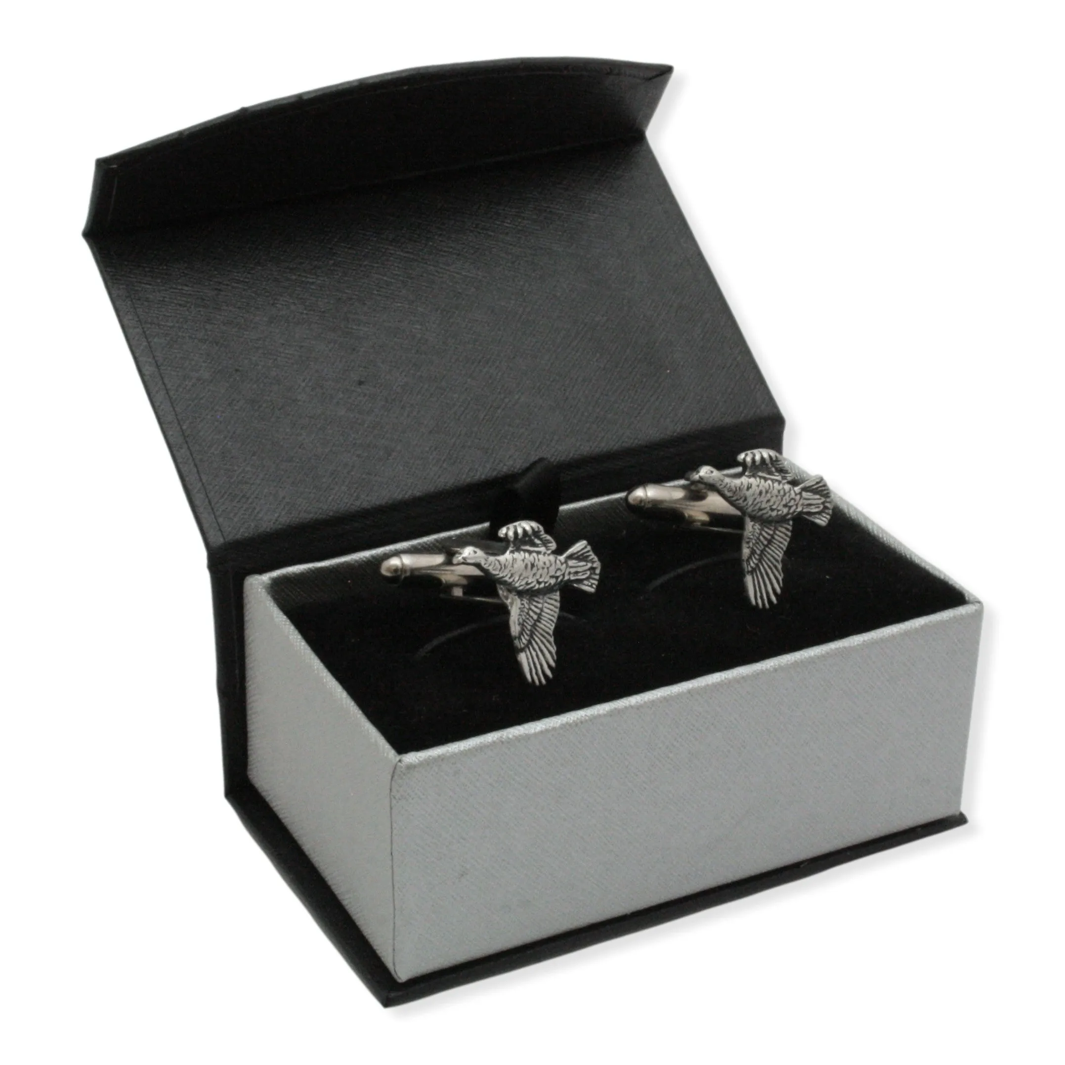 Grouse Bird Pair of Pewter Cufflinks