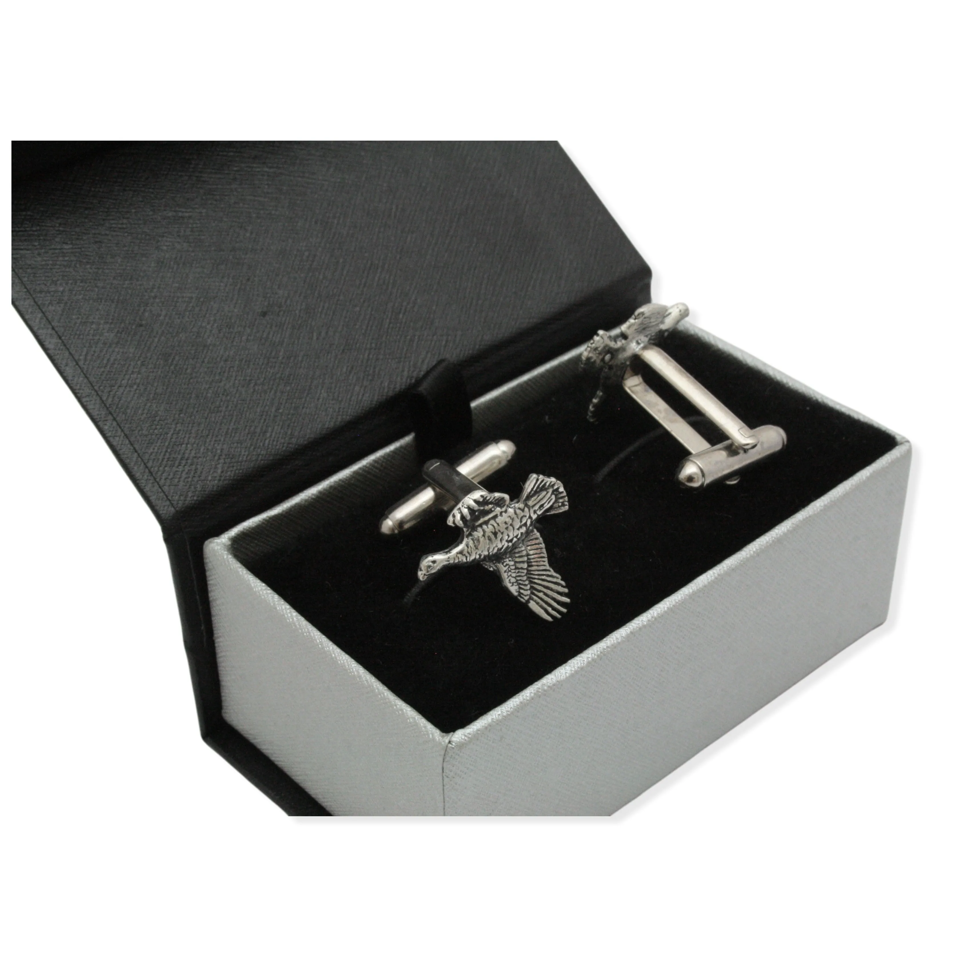 Grouse Bird Pair of Pewter Cufflinks