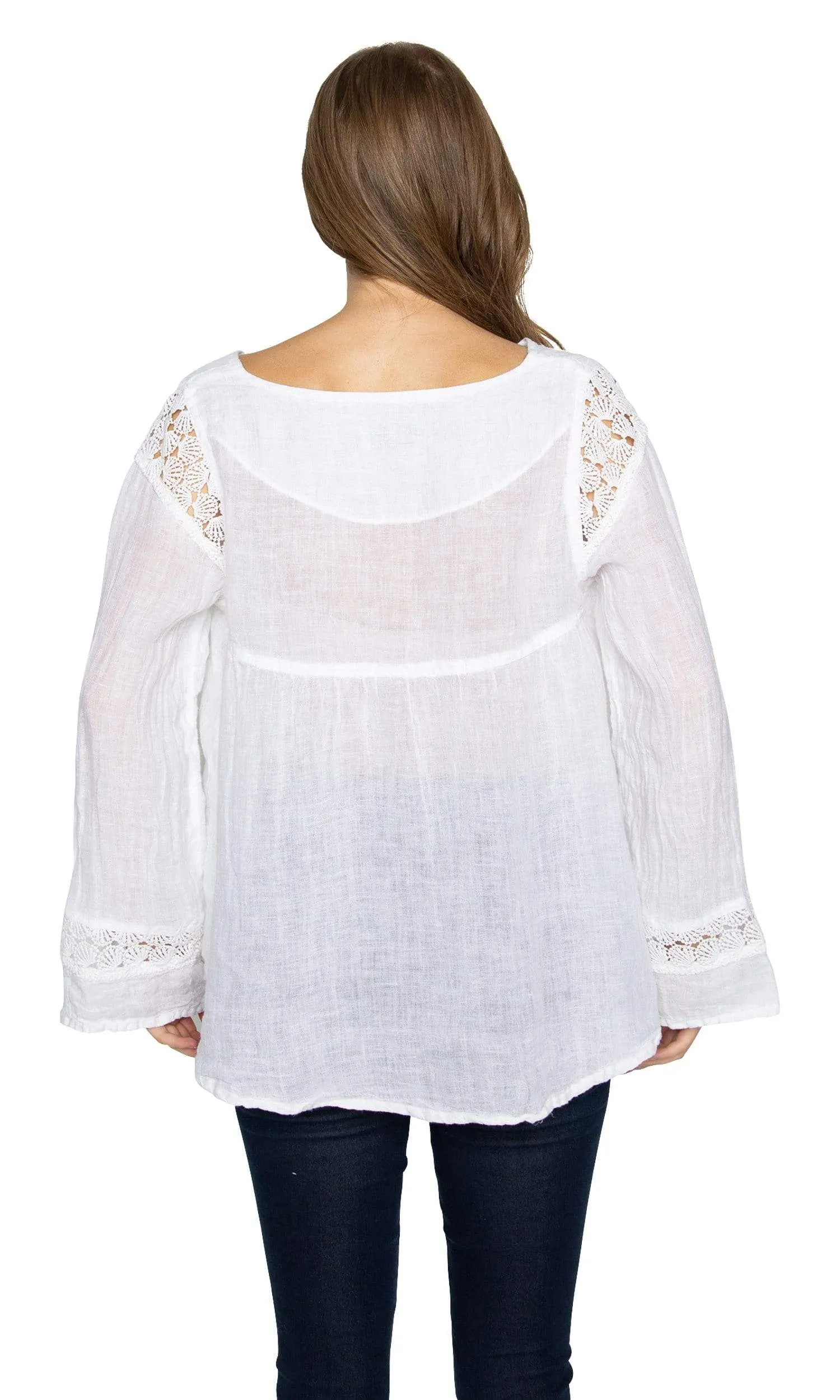 Haris Cotton Lace Trim Blouse