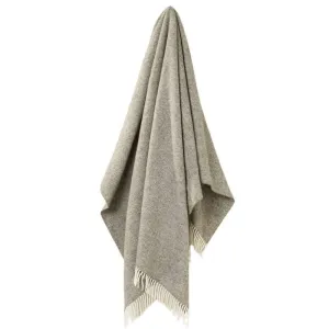 Herringbone Wool Throw 185x140cm in vintage grey