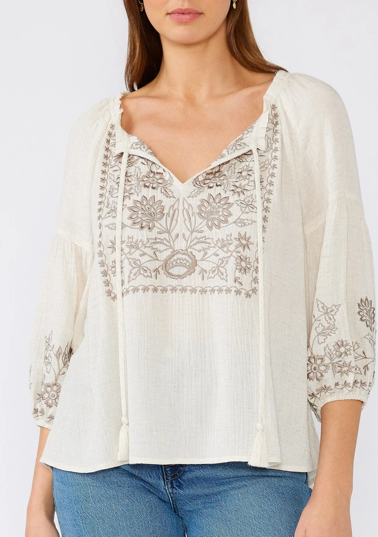 Homecoming Embroidered Peasant Top