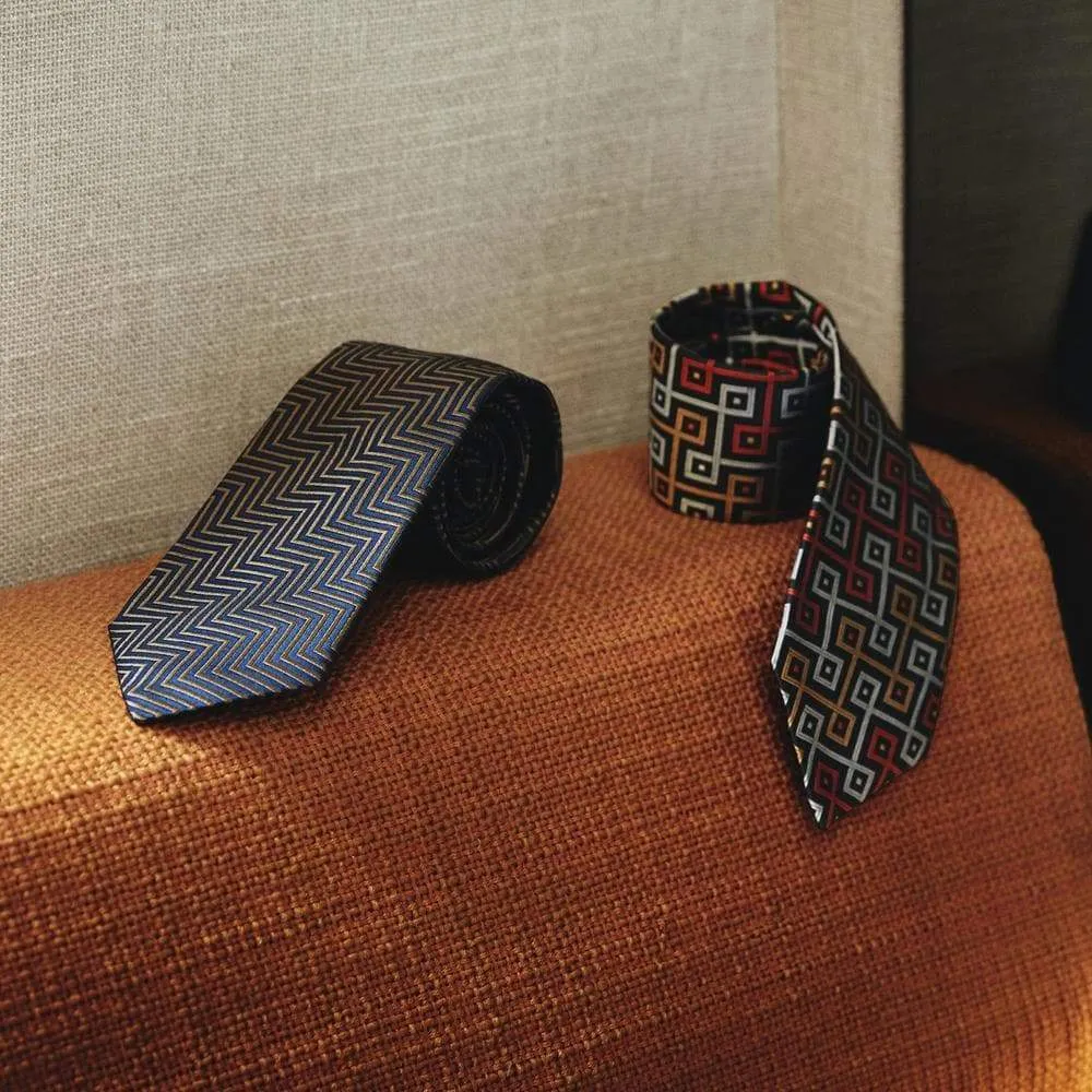 James Bond Geo Squares Silk Tie - The World Is Not Enough Edition - By Turnbull & Asser