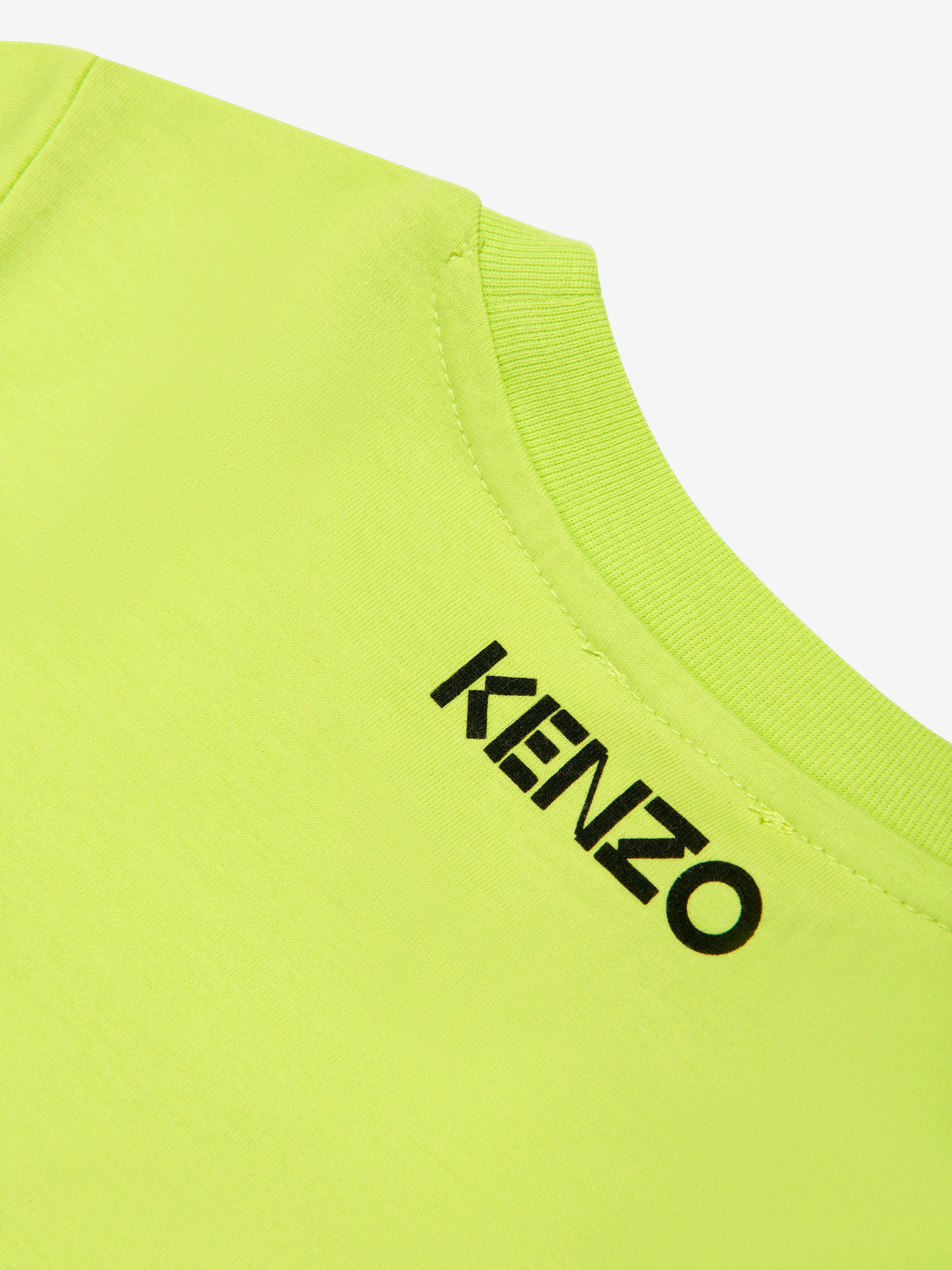 KENZO Boys Organic Cotton Tiger T-Shirt in Lime
