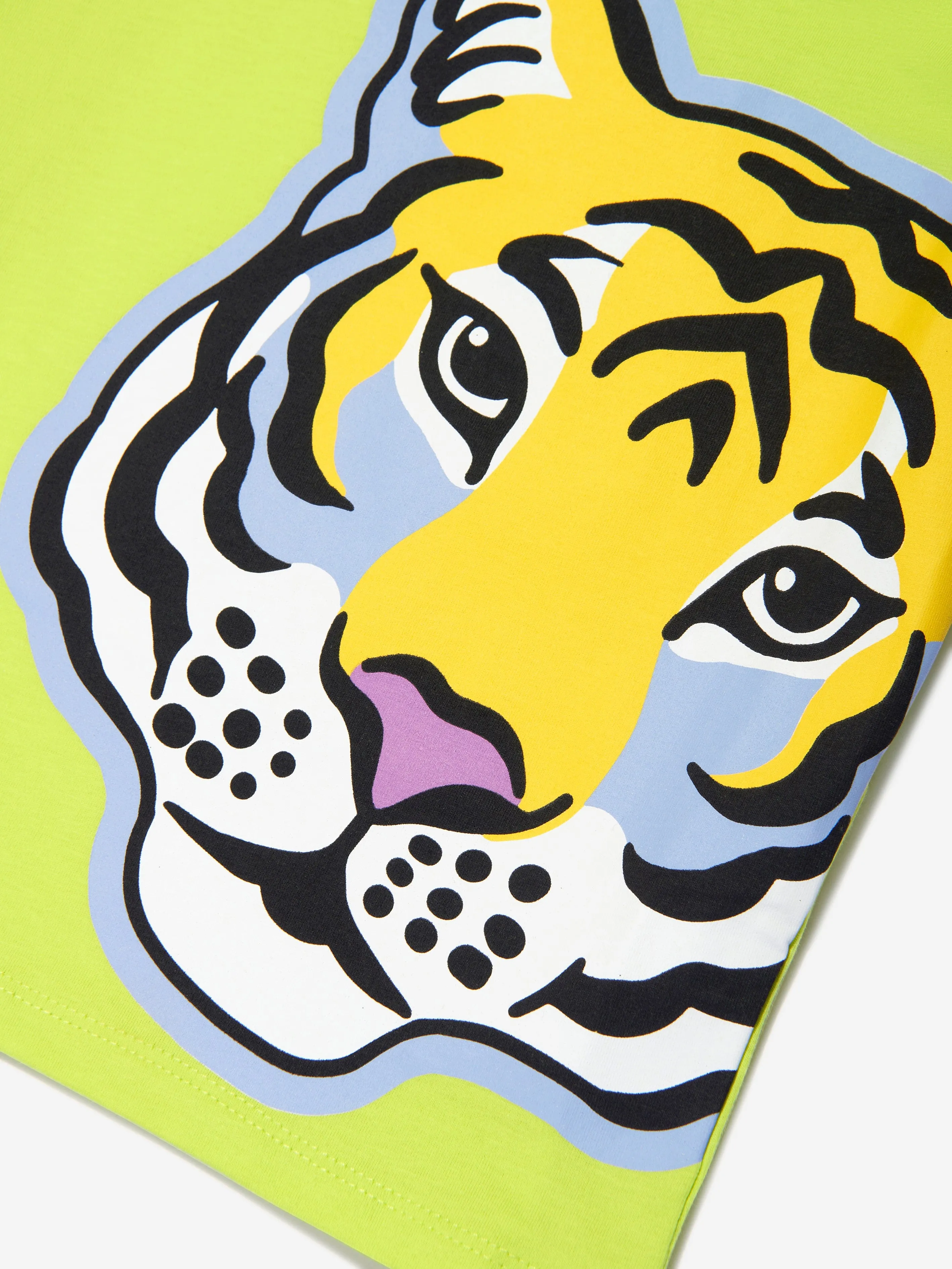 KENZO Boys Organic Cotton Tiger T-Shirt in Lime