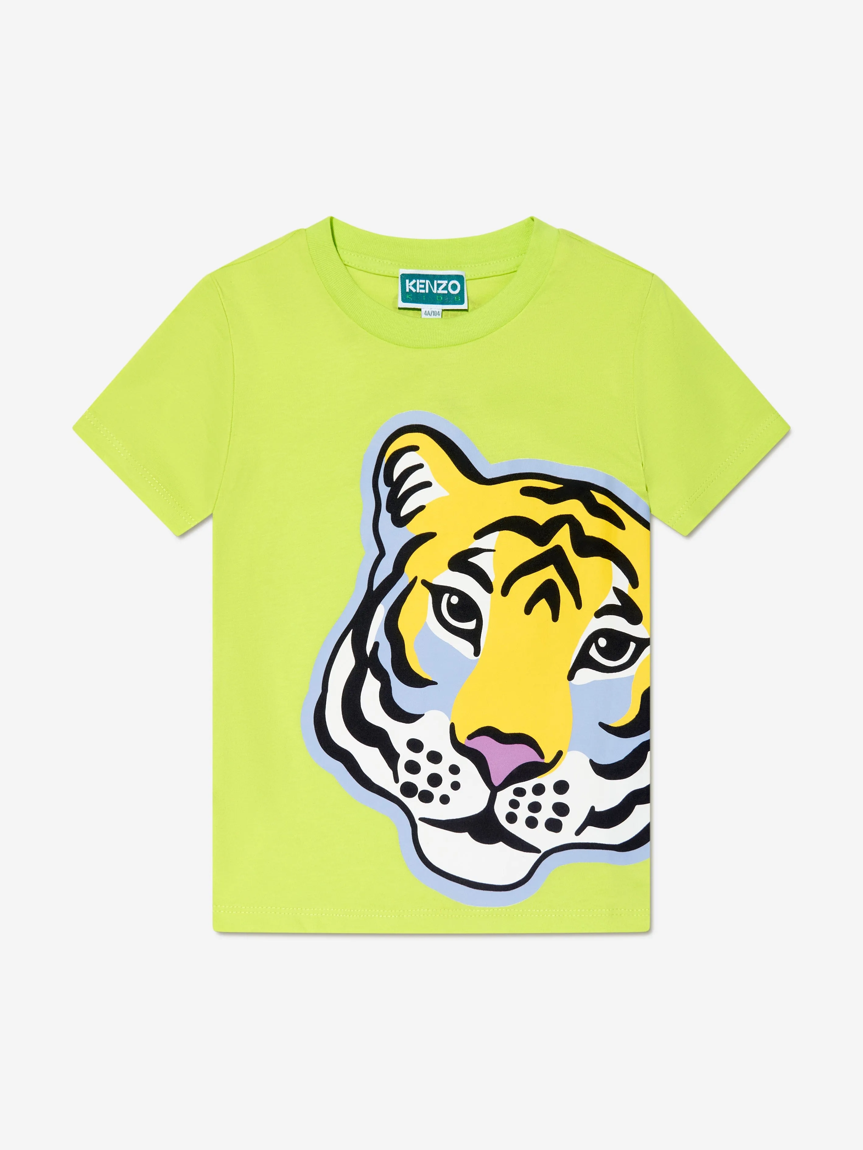 KENZO Boys Organic Cotton Tiger T-Shirt in Lime