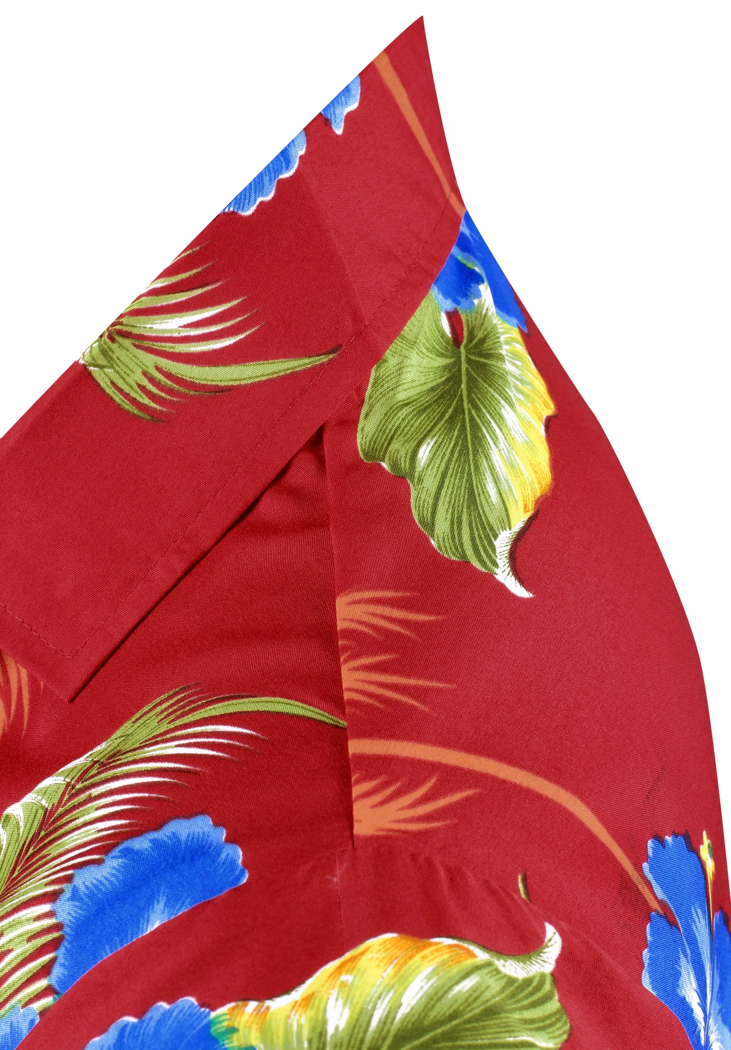 LA LEELA Shirt Casual Button Down Short Sleeve Beach Shirt Men Aloha Pocket shirt Blood Red_W367