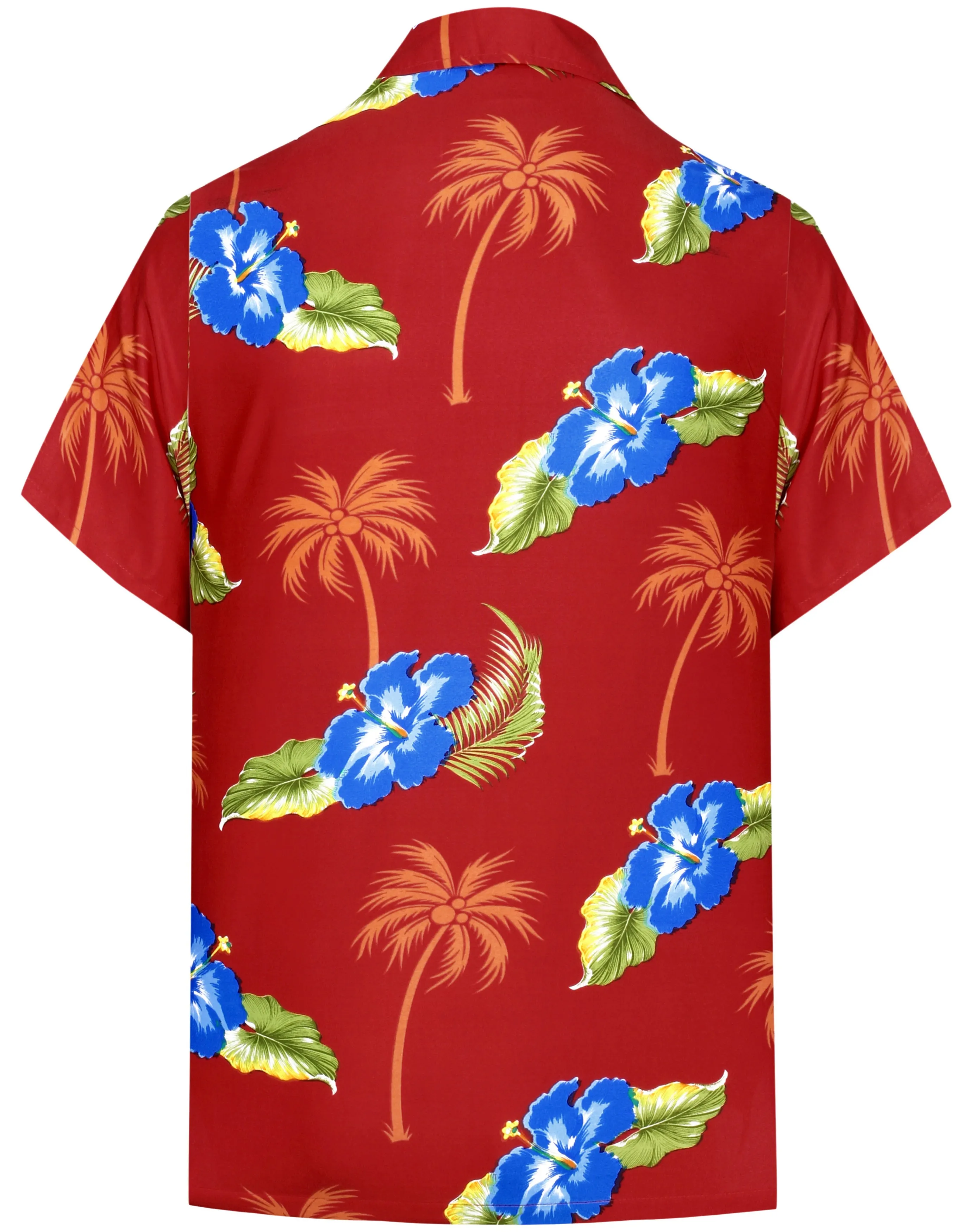 LA LEELA Shirt Casual Button Down Short Sleeve Beach Shirt Men Aloha Pocket shirt Blood Red_W367