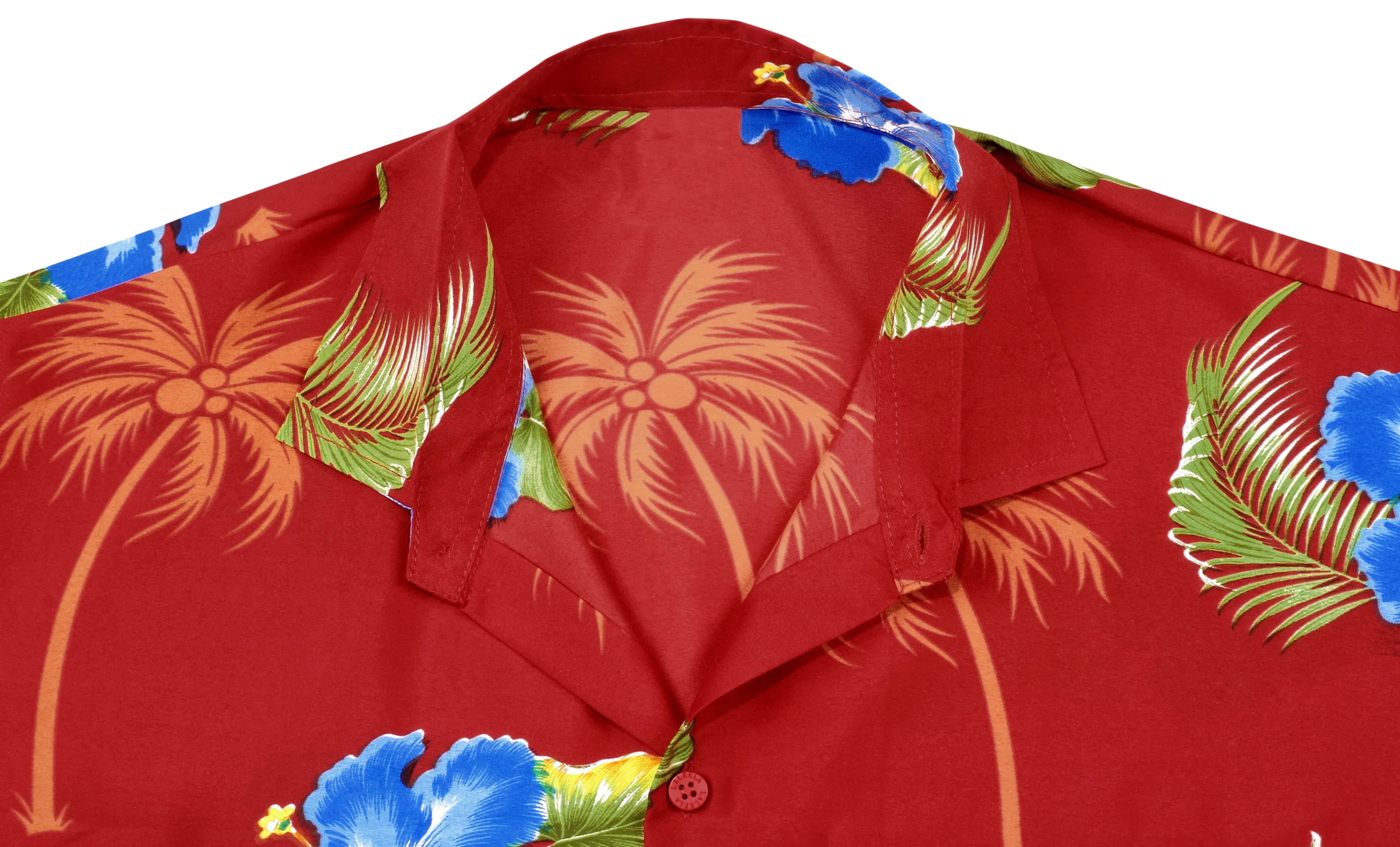 LA LEELA Shirt Casual Button Down Short Sleeve Beach Shirt Men Aloha Pocket shirt Blood Red_W367