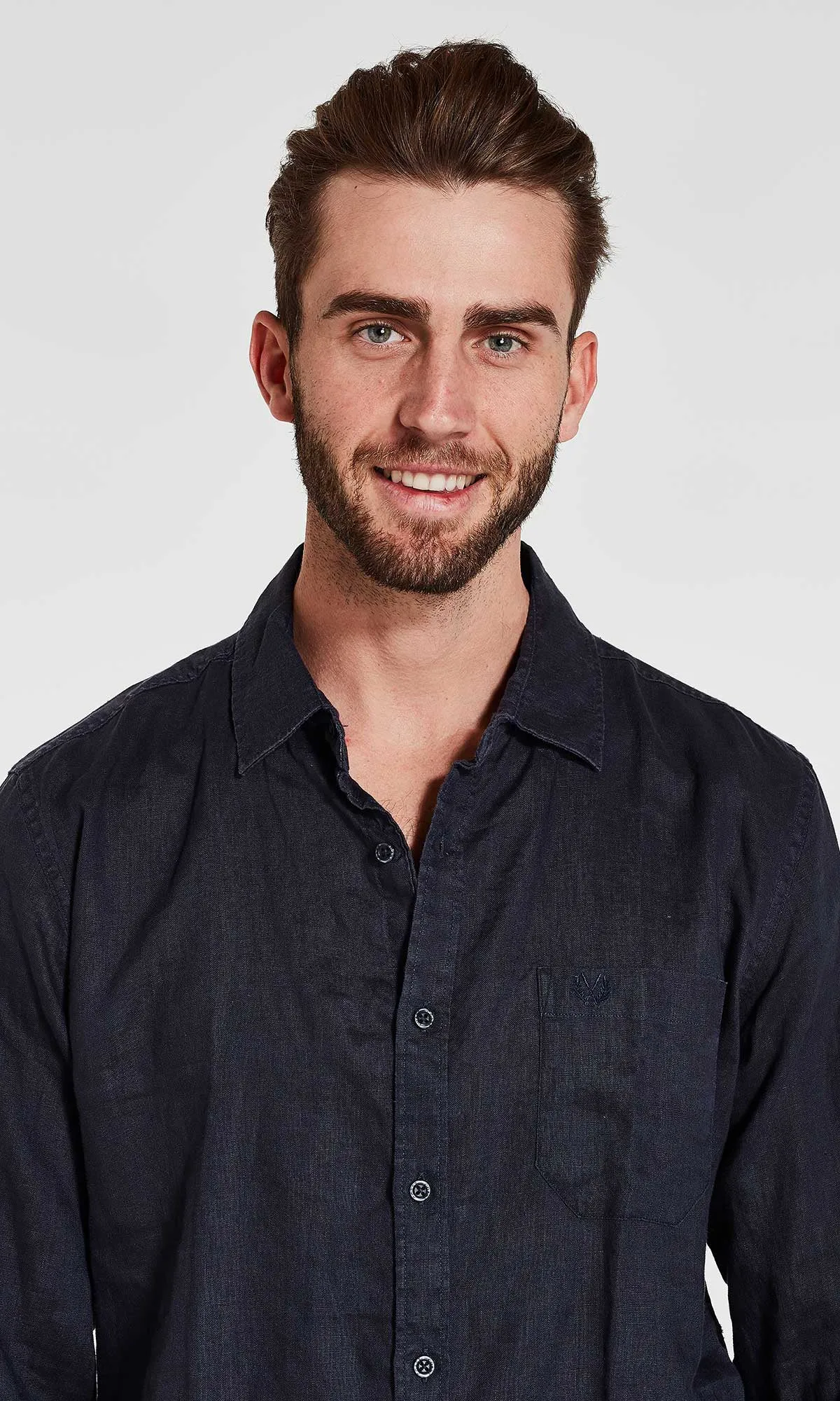 Linen Shirt Long Sleeve Navy