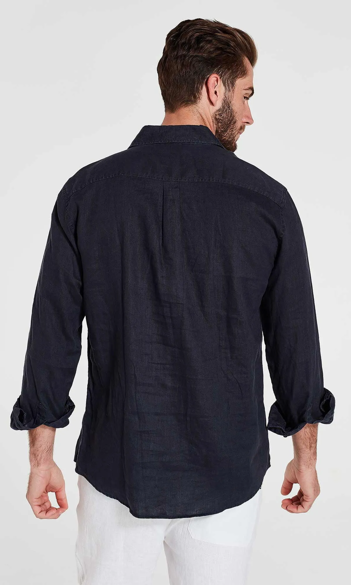 Linen Shirt Long Sleeve Navy