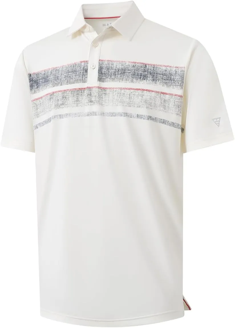 M MAELREG Golf Shirts for Men Quick Dry Short Sleeve Casual Stylish Moisture Wicking Chest Print Collared Mens Polo Shirts