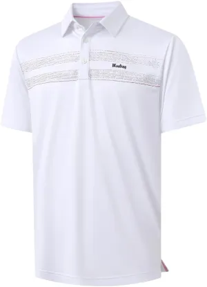 M MAELREG Golf Shirts for Men Quick Dry Short Sleeve Casual Stylish Moisture Wicking Chest Print Collared Mens Polo Shirts