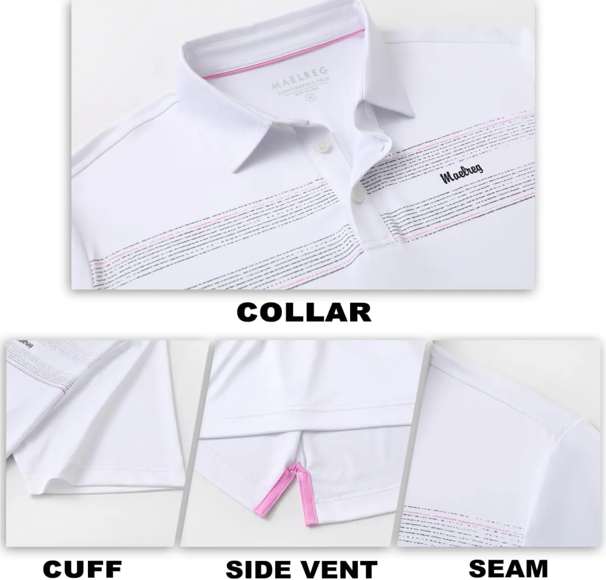 M MAELREG Golf Shirts for Men Quick Dry Short Sleeve Casual Stylish Moisture Wicking Chest Print Collared Mens Polo Shirts